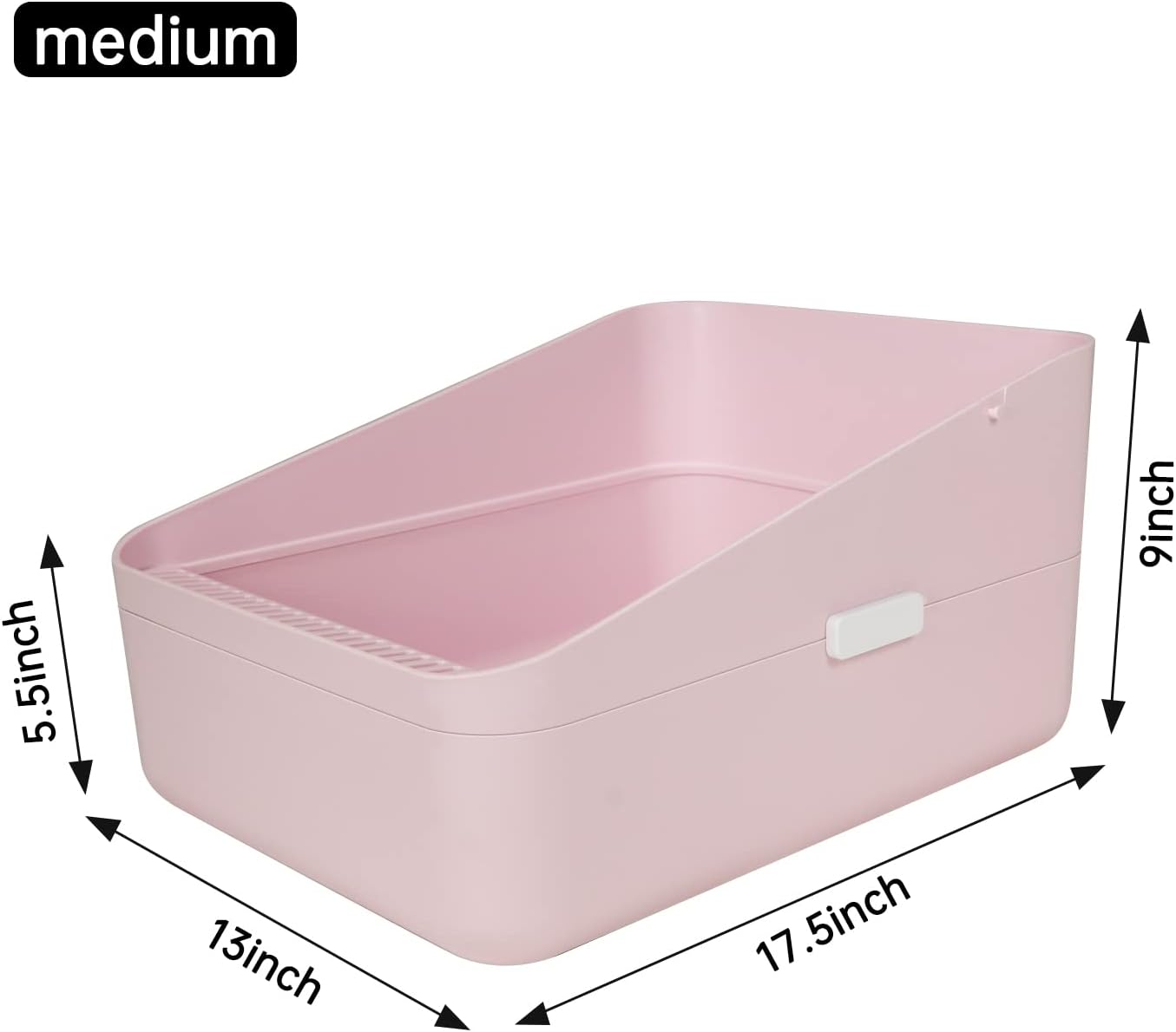 Sfozstra Open Cat Litter Box - High-Sided, Pink, Medium | ABS Material, Anti-Scatter Raised Enclosure, Leak-Proof Design, Easy-Clean, for Cats Up to 13 Lbs