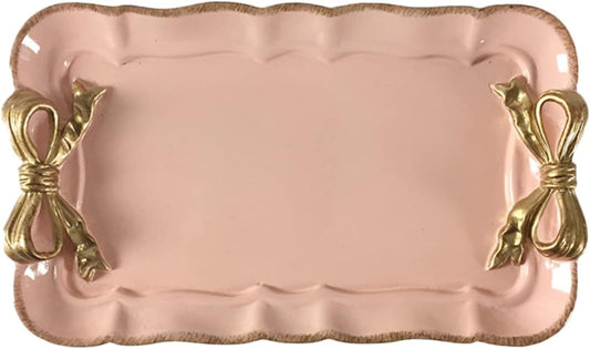 Elegant Resin Bowknot Plate Dessert Tray Snack Holder Pink Perfect for Present Home Decor