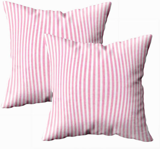 Set of 2 Pattern Stripe Pink White Colors Geometric Pattern Stripe Vertical Abstract Background Throw Pillow Covers 18X18 Inch Decorative Pillow Cases for Couch Bedroom Living Room