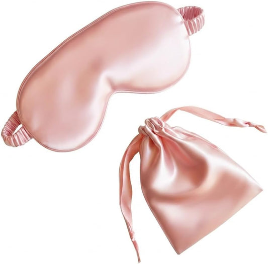[1 Pack] QSYW Sleep Masks, Satin Eye Mask for Sleeping - Silky Eye Masks Bulk with Storage Bag & Elastic Strap,Pink