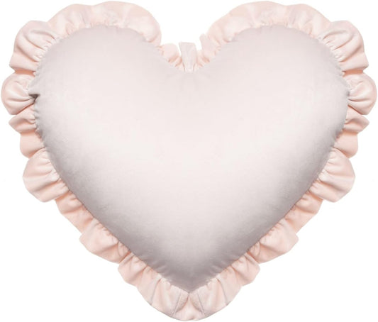 MOJUN Heart Pillow, Light Pink Ruffles Design Love Throw Pillows Decorative Pillows for Bed Couch Cute Room Decor Heart Shaped Throw Pillow Cushion for Living Room Bedroom Gifts Pillows
