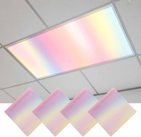 4 Pack Colorful Gradient Fluorescent Light Covers Pink Yellow Abstract 4 x 2 Feet Light Covers for Ceiling Lights Classroom, Magnetic Light Filters for Office, Hospitals, Home