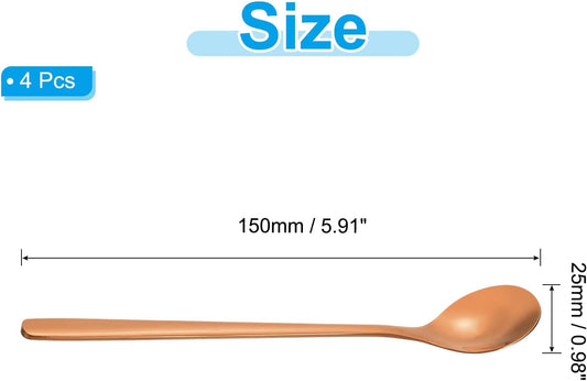 PATIKIL 4pcs Rose Gold 6inch Teaspoons, Stainless Steel Long Handle Iced Tea Spoon Coffee Stirrer