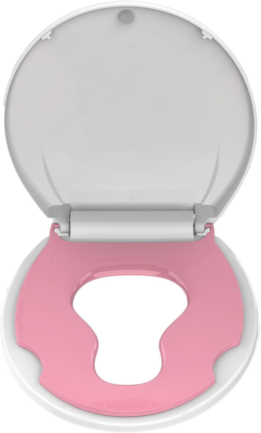 17” Round Toilet Seat with Built-in Toddler Seat for Easy Potty Training, Baby Toilet lid 2 in 1, Easy Install and Clean, PP Material Safe and No Loosen, Perfect for Both Adults and Children, Pink