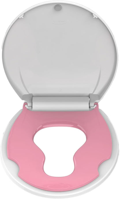 17” Round Toilet Seat with Built-in Toddler Seat for Easy Potty Training, Baby Toilet lid 2 in 1, Easy Install and Clean, PP Material Safe and No Loosen, Perfect for Both Adults and Children, Pink