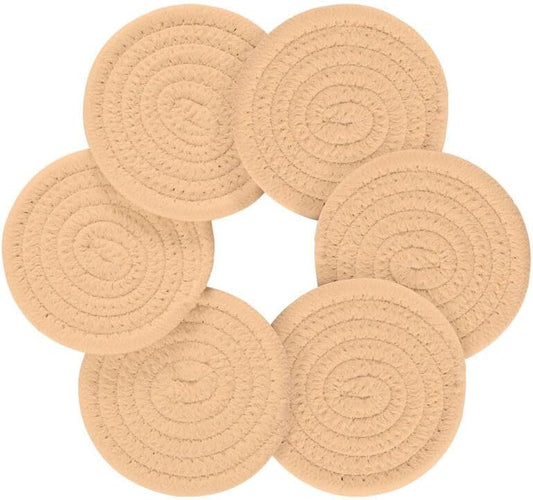 Peach Puff 6 Pcs Coasters Set Absorbent Drink Coasters Bar Mugs Coasters for Wooden Table, 3.94 Inches