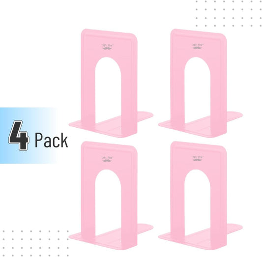 Mr. Pen- Book Ends, 4 Pack, Light Pink, Heavy Duty Metal Bookends for Shelves, Book Holders for Shelves, Metal Bookends