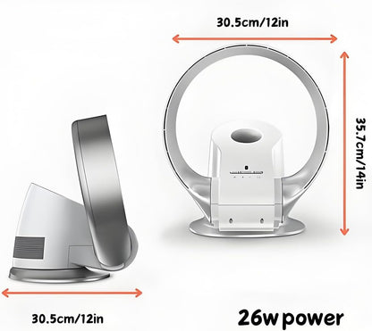 Bladeless Fan for Bedroom, 14in Leafless Wall Mounted Fans, Desk Fans Quiet, 90° Oscillating Fans for Indoors with 7+2 Speeds, with Remote Control/Timer 26 W Power(Pink)