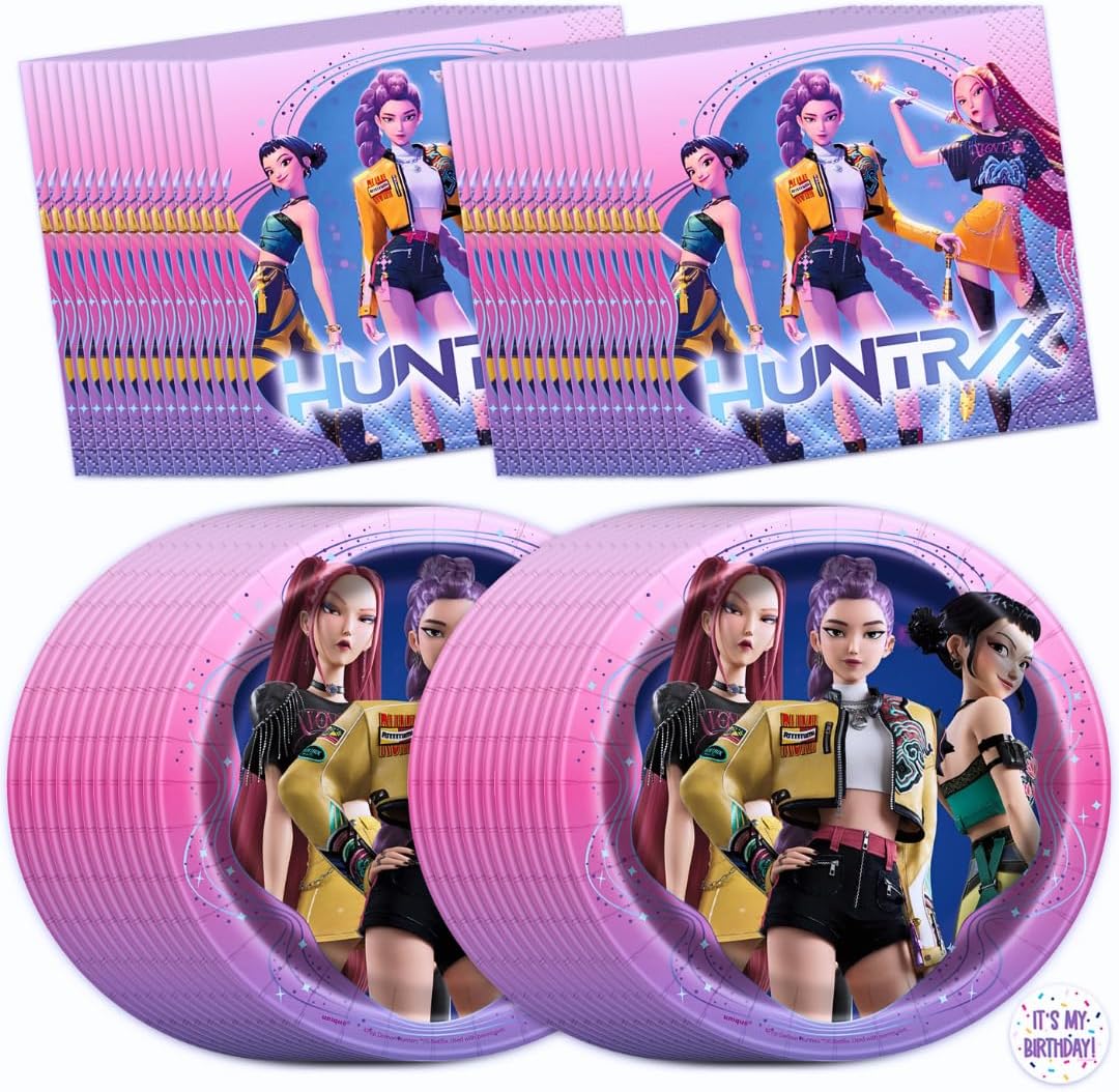 KPop Plates and Napkins 32-Pack - Demon Hunters Birthday Decorations