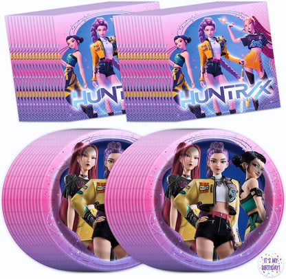 KPop Plates and Napkins 32-Pack - Demon Hunters Birthday Decorations