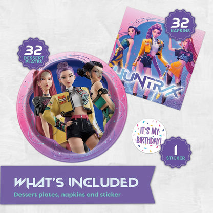 KPop Plates and Napkins 32-Pack - Demon Hunters Birthday Decorations