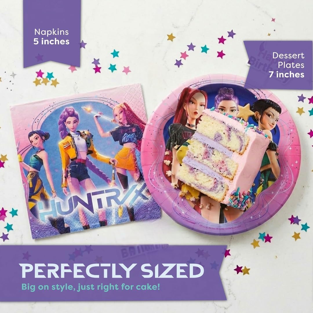 KPop Plates and Napkins 32-Pack - Demon Hunters Birthday Decorations
