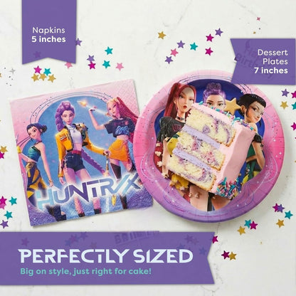 KPop Plates and Napkins 32-Pack - Demon Hunters Birthday Decorations