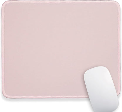 Light Pink Office/Gaming Mouse Pad 10.2x8.2 Inch, Stitched Edge, Durable Portable Solid Color Mat for Desk, Non-Slip Rubber Base, Smooth Surface