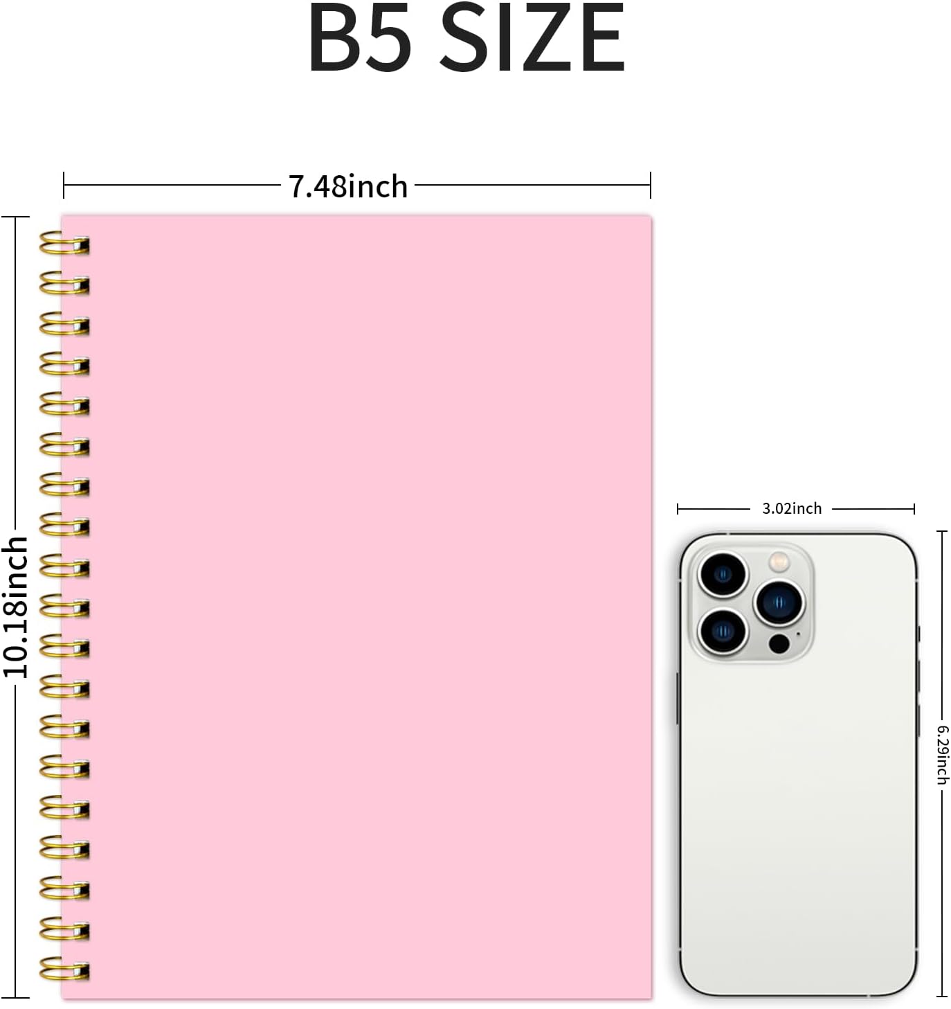 Lined Spiral Notebook B5 Pink Hardcover Notebooks for Work -7.48" X 10.18" 4 Pack 7MM College Ruled,160 Pages 100GSM Thick Paper for Note Taking School Office Supplies
