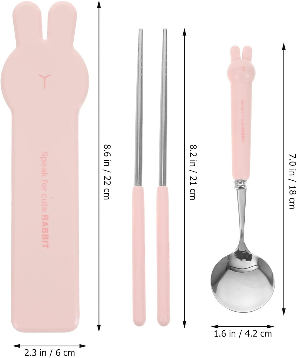 Kichvoe Portable Tableware Set with Spoon and Chopsticks in Cartoon Case Reusable Utensil Kit for Travel Picnic and Lunch Box Compact 8.18 Inch