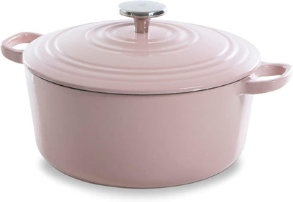 BK Cookware Bourgogne Enameled Cast Iron 4.4QT Dutch Oven, Dusty Pink