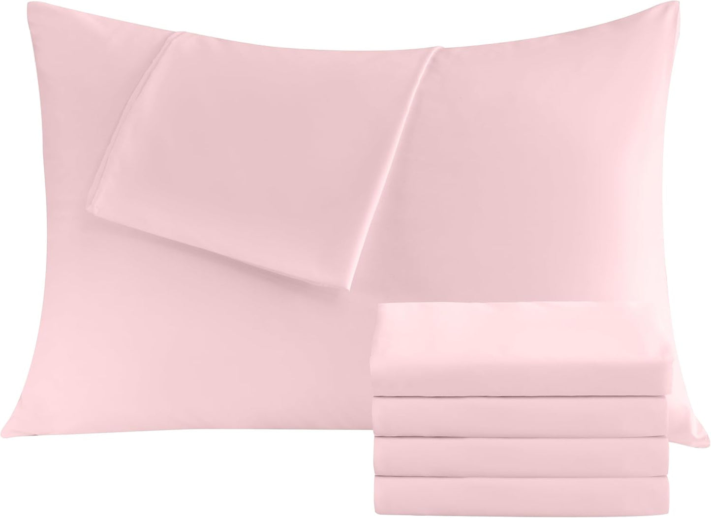 Pillowcases Standard 4 Pack, 20x26 Pillow Cases with Envelope Closure, Soft Plain Brushed Microfiber Covers Breathable Wrinkle-Resistant, Pink