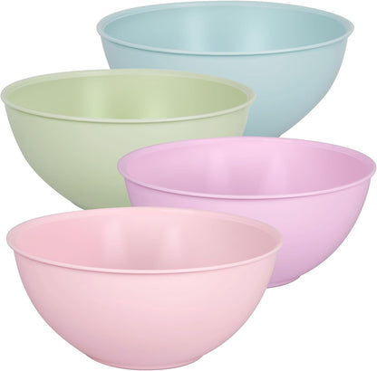 Greentainer 4-Piece Plastic Mixing Bowl Set, 113oz Lightweight Serving Bowls, Large Salad Bowls for Baking,Prepping, Cooking and Serving Food, Dishwasher & Microwave Safe