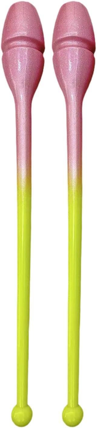 Rhythmic Gymnastics Club Connectable Gymnastics Rod Non Slip Easy to Control Training Tool Dance Prop for Adults Kids Show, Pink Yellow, 35CM