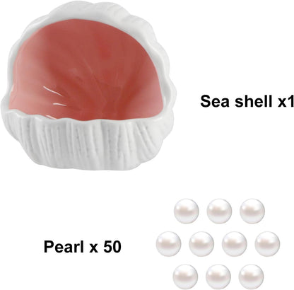 Aquarium Decorations, Cute Ceramic Betta Fish House, Conch Shell-Shaped Fish Tank Decor Accessory with Pearls, Hideout Cave for Fish Shrimp to Play Sleep Breed Rest (Pink)