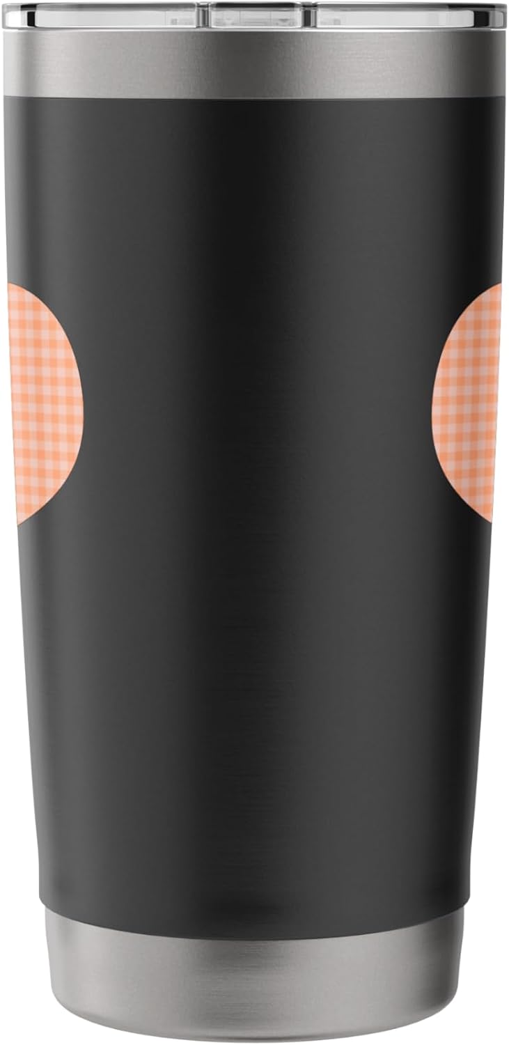 Cute Pastel Coral Peach Plaid Gingham Checkered Pattern Stainless Steel Insulated Tumbler