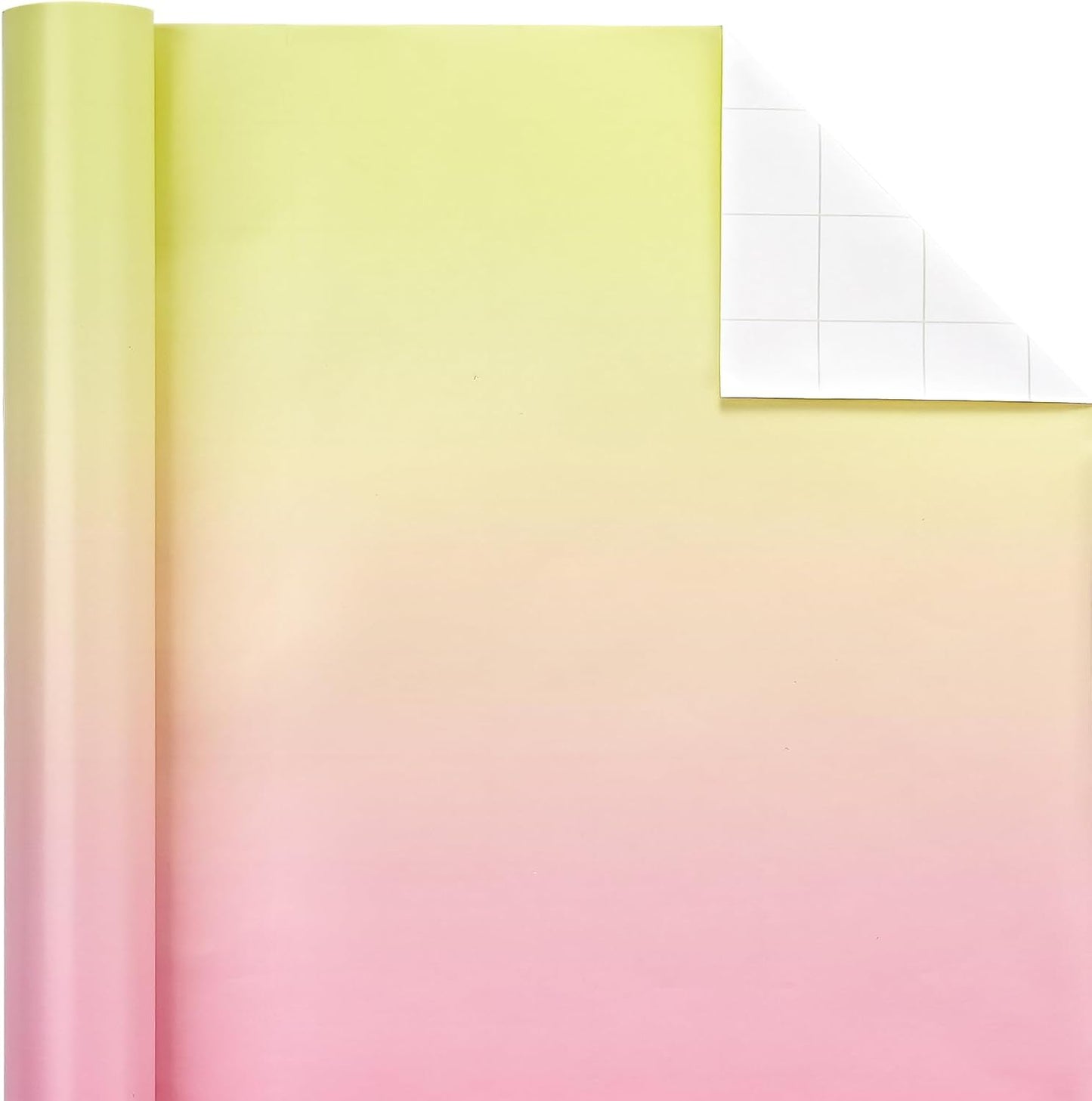WRAPAHOLIC Gradient Birthday Wrapping Paper Roll - Mini Roll - 17 Inch x 10 Feet - Light Pink - Yellow Wrapping Paper Perfect for Girls Boys Kids Birthday, Wedding, Holiday, Baby Shower Packing
