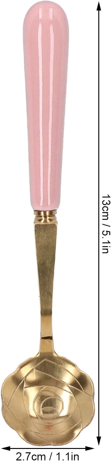 Flower Shaped Teaspoon Stainless Steel Tableware with Pink Handle, 5.1in Dessert Spoon - Elegant Rose Design, Comfortable Grip for Ice Cream & Tea (Pink Handle)