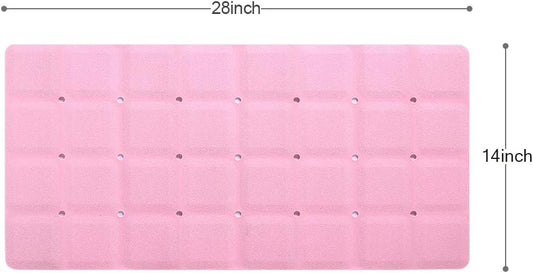 Webos Bathtub Mat Non Slip Soft Rubber Bathroom Bath No Suction Cups for Textured Tub Silicone Shower Bath Tub Mat(Pink, 28-inch x 14-inch)