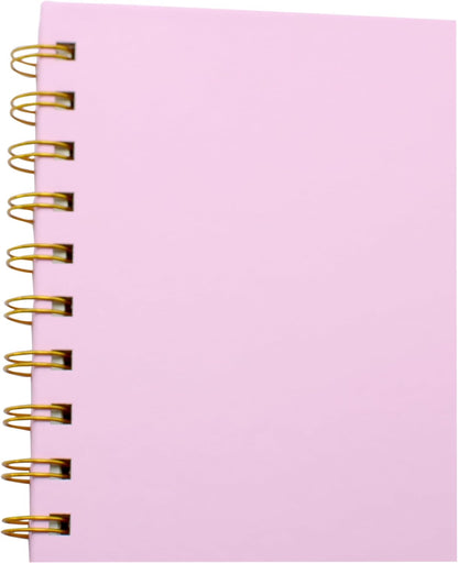 Yansanido Spiral Notebook with Bandage and Inner Pockets, A5 PU Hardcover 8mm Ruled 70 Sheets/140 Pages Journals for Study and Office (Pink)