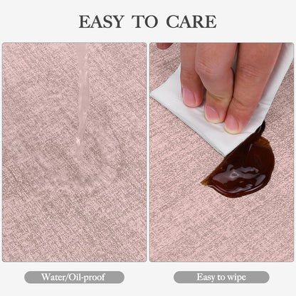 Faux Leather Heat Resistant Placemats Set of 6 – Waterproof Oilproof Wipeable Dining PU Place Mat Easy Clean Table Mats for Kitchen/Dining/Party/Holiday, Pink