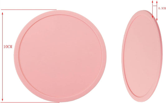 ONLYKXY 3 Pieces 3.93 Inch Silicone Coasters, Round Coasters for Drinks, Beverage Coffee Tea Coaster (Pink)