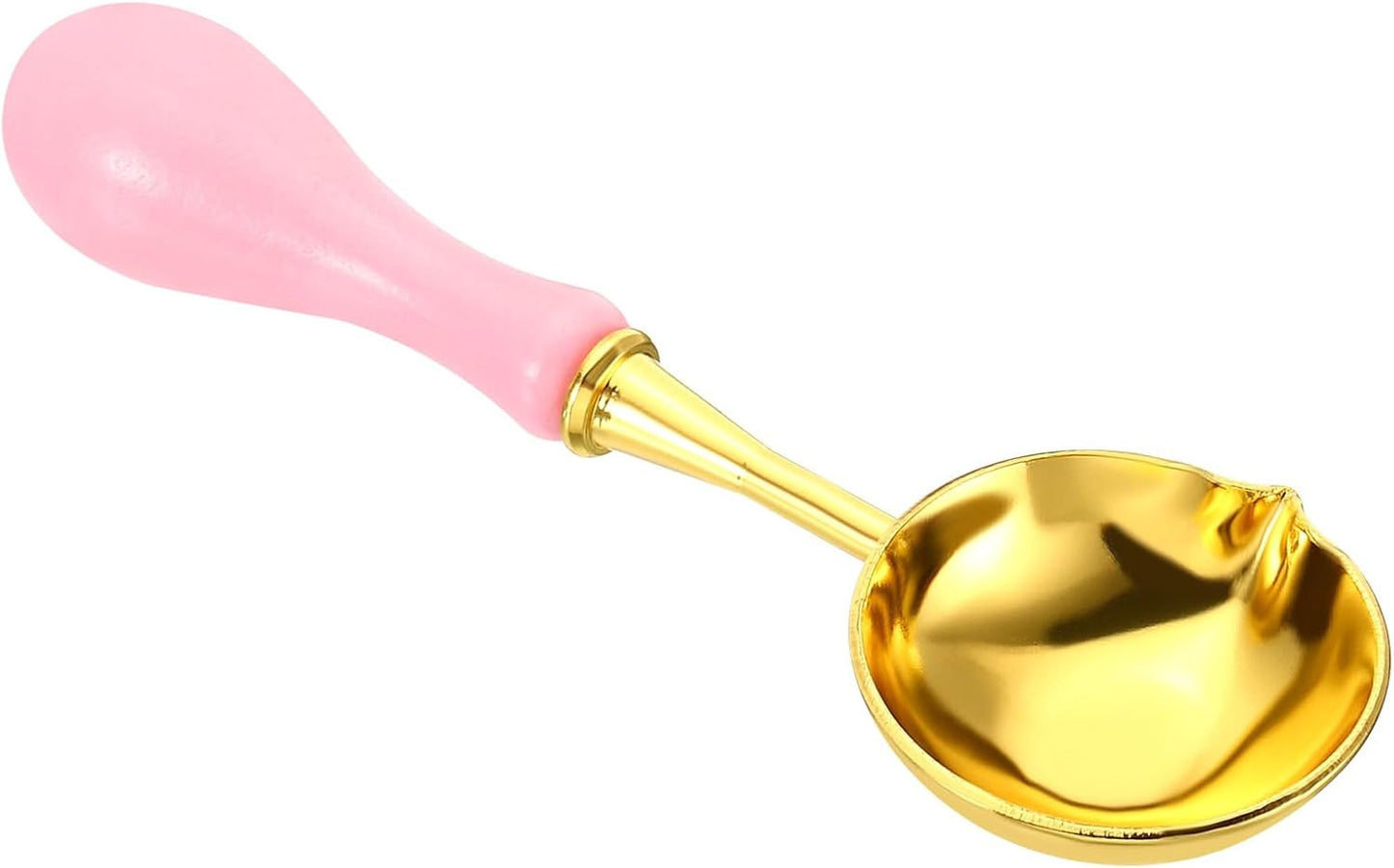 PATIKIL 4" Wax Seal Spoon, Wax Sealing Melting Spoon Brass Vintage Wooden Handle for Wax Seal Stamp Envelope Art Craft, Pink/Golden