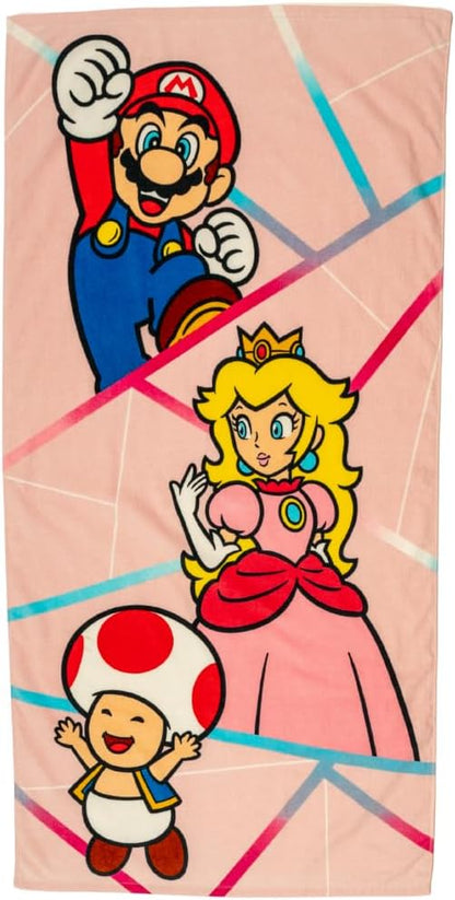 Super Mario Girl Princess Peach Kids Super Soft Cotton Bath/Pool/Beach Towel, 58 in x 28 in, (Officially Licensed Product)