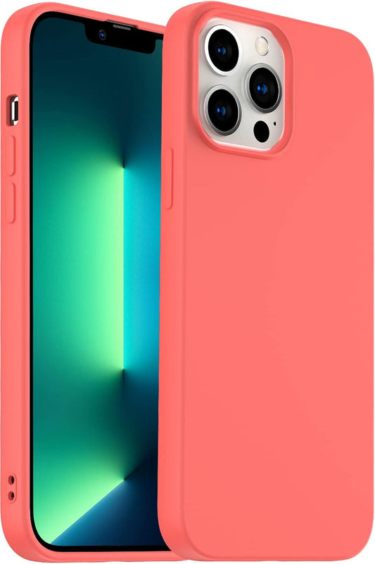 Designed for iPhone 13 Pro Max Case, Silicone Ultra Slim Shockproof Phone Case with Soft Anti-Scratch Microfiber Lining, [Enhanced Camera Protection] 6.7 inch (Peach)