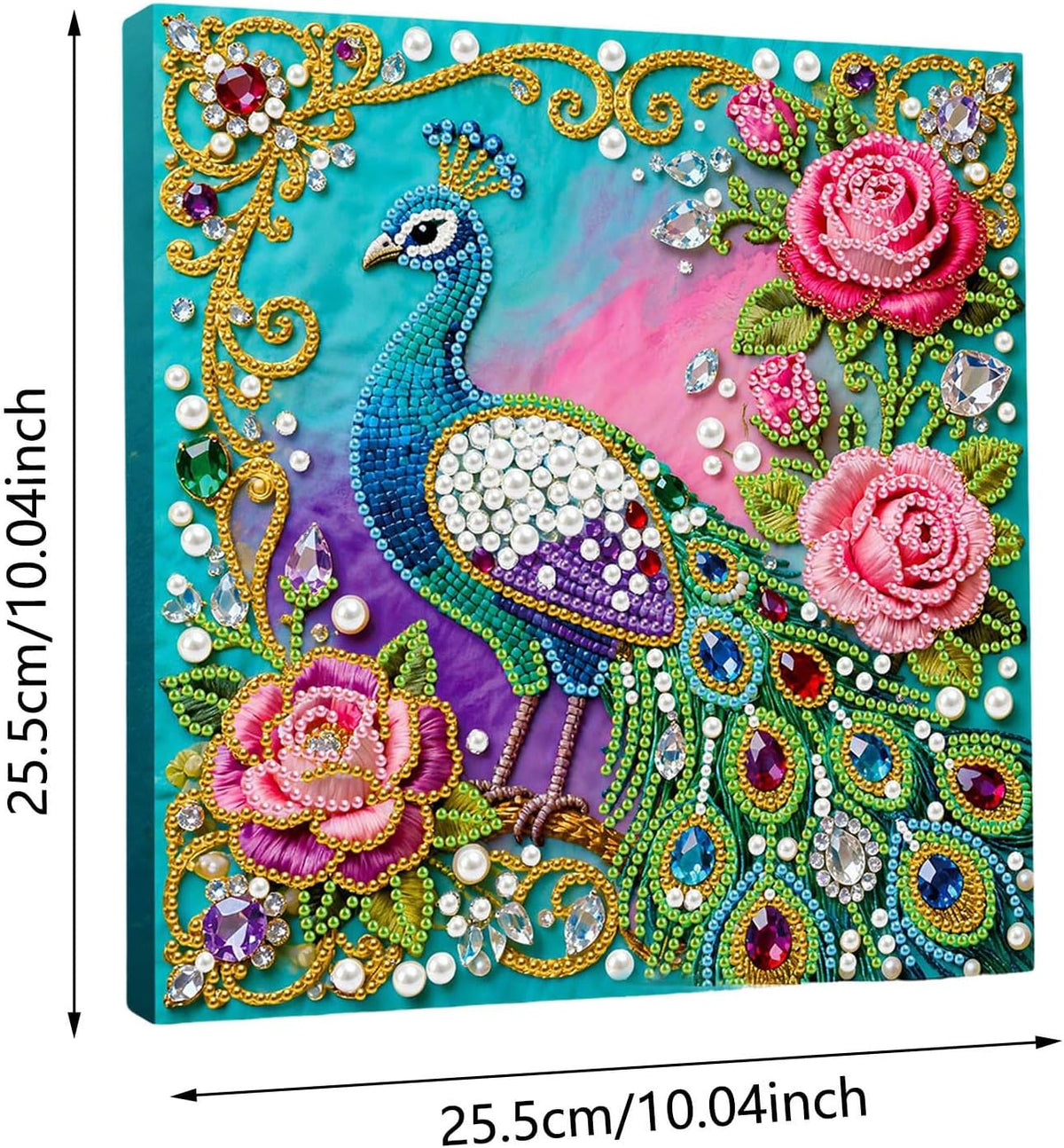 DIY Pearl Painting Kit with Frame Gemstone Pearl Diamond Dots Beads Canvas Art Craft for Adult Beginners Display Perfect All Season Holiday Mother‘s Day Birthday Creative Gift for Her (Pink)