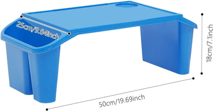 Kids Lap Desk, Stackable Portable Lap Tray with Storage Slots - Multicolor Kids Plastic Table (Blue+White+Pink+Green+Yellow, 15PCS)