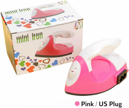 Pink Mini Iron for Craft Travel Heat Press, Small Portable Iron for DIY Heat Transfer Vinyl, Patches & Perler Bead Projects with US Plug