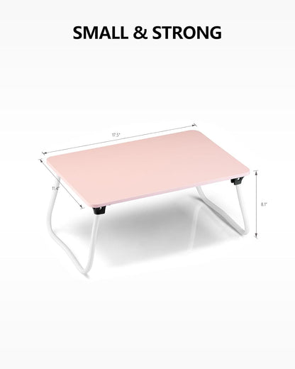 Portable Lap Desk Bed Desk Lap Table Bed Table, Laptop Stand Breakfast Serving Tray, Foldable & Lightweight Mini Table, Lap Tablet Desk for Sofa Couch Floor - - Pink