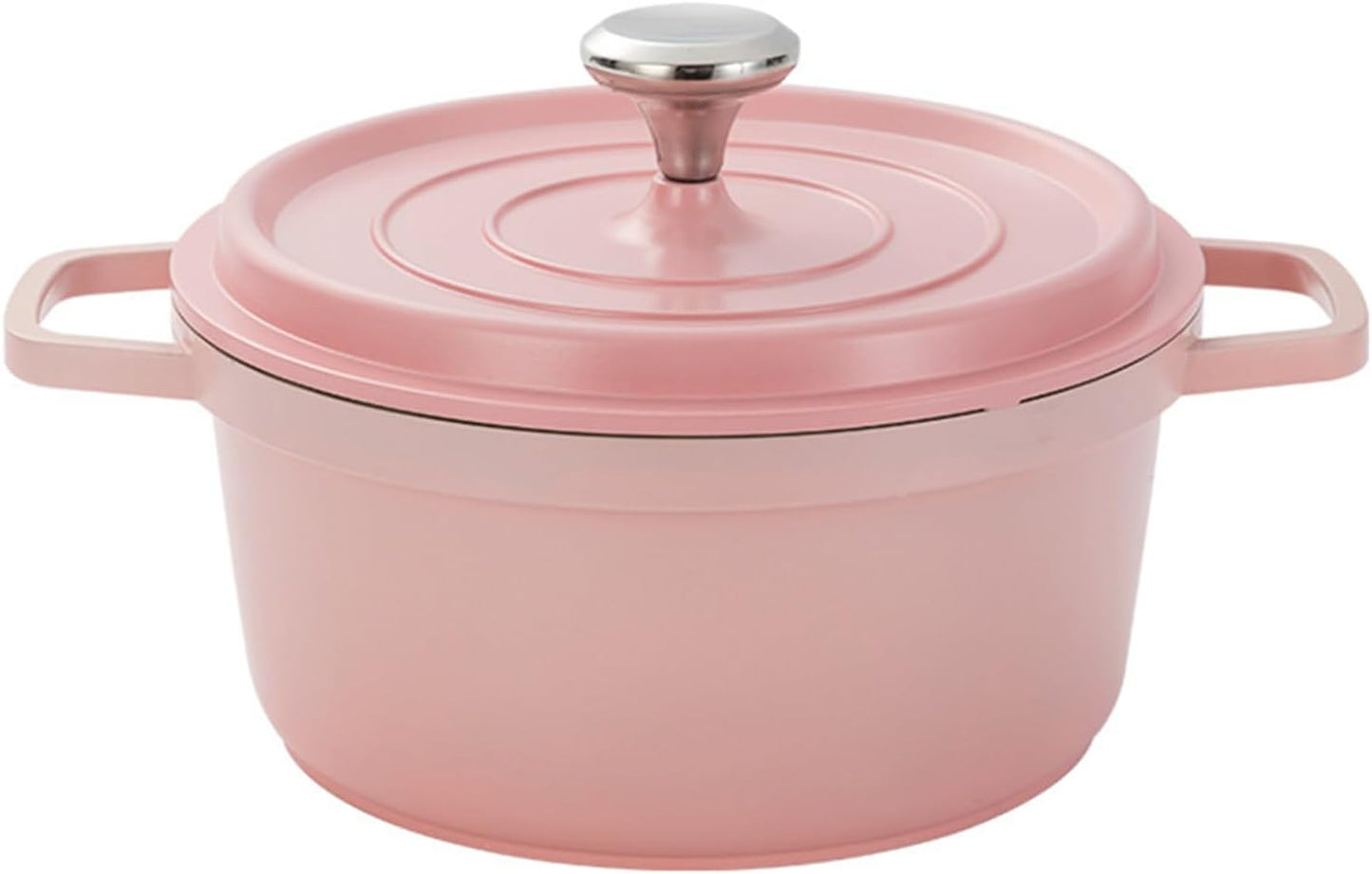 JUSTUP Enamel Dutch Oven with Lid,Ceramic Nonstick Frying Pan with Widening Handle,Cooking Pot Saucepan for Stove Tops,PFOA Free (Pink), 7.9Inch