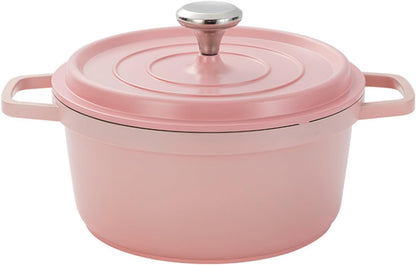 JUSTUP Enamel Dutch Oven with Lid,Ceramic Nonstick Frying Pan with Widening Handle,Cooking Pot Saucepan for Stove Tops,PFOA Free (Pink), 7.9Inch