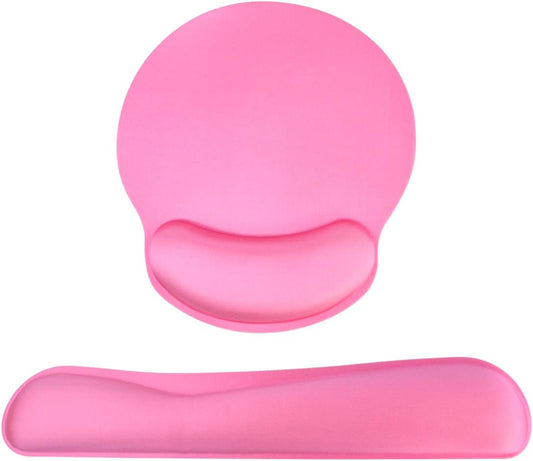 Keyboard Wrist Rest Pad Mouse Pad, Memory Foam, Rest Pads Sets for Comfortable Typing & Wrist Pain Relief, Anti-Slip Rubber Base (Rose Pink)
