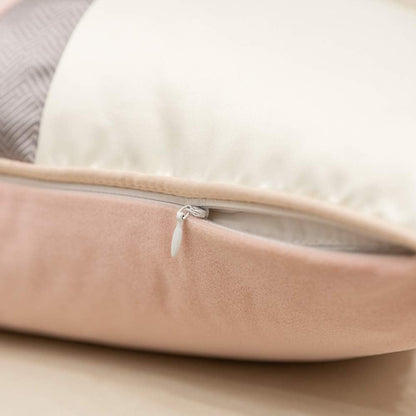 Avigers 18 x 18 Inches Pink White Gold Leather Striped Patchwork Velvet Cushion Case Luxury Modern Throw Pillow Cover Decorative Pillow for Couch Living Room Bedroom Car