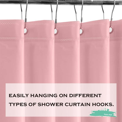 Baby Pink Plastic Shower Curtain Or Liner, 72x72 Inch Lightweight Light Pink Plastic Bathroom Shower Showroom Inner Curtain with Rustproof Metal Grommet Holes and Weighted Magnets