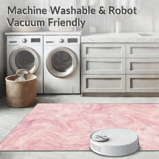 Design&I 4'x6' Machine Wash Ready Abstract Abstract Area Rug, Pastel Chair-Friendly & Snag-Free Skid-Resistant Medium Carpet for Home Office, Gaming Room, Under Desk | 2117031