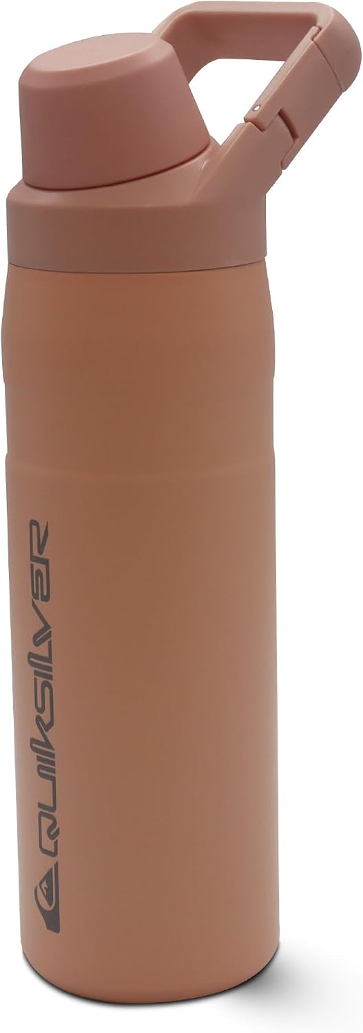 Quiksilver 24oz Stainless Steel Water Bottle, Wide Mouth Insulated Tumbler with Carabiner Hook, 18/8 Steel, 24hr Cold, BPA Free Reusable Bottle for Men, Women (Peach Parfait, 24oz)