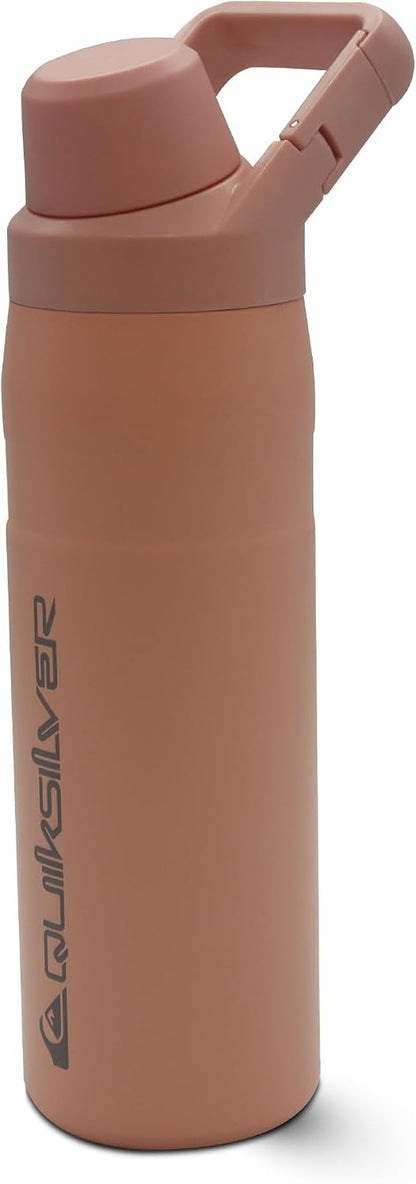Quiksilver 24oz Stainless Steel Water Bottle, Wide Mouth Insulated Tumbler with Carabiner Hook, 18/8 Steel, 24hr Cold, BPA Free Reusable Bottle for Men, Women (Peach Parfait, 24oz)