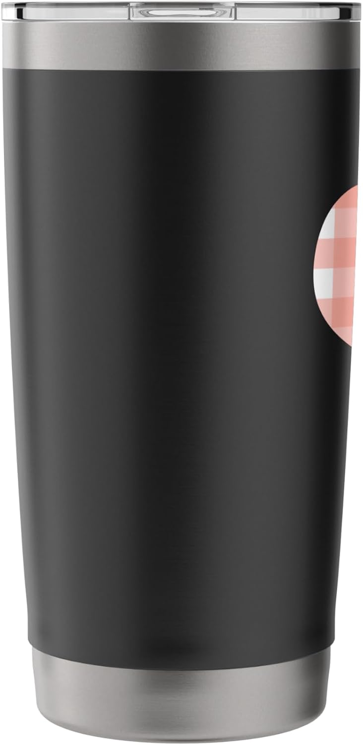 Cute Peach Pink Check Gingham Checkered Pattern Stainless Steel Insulated Tumbler