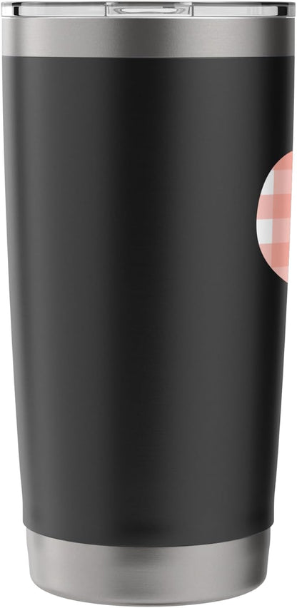 Cute Peach Pink Check Gingham Checkered Pattern Stainless Steel Insulated Tumbler