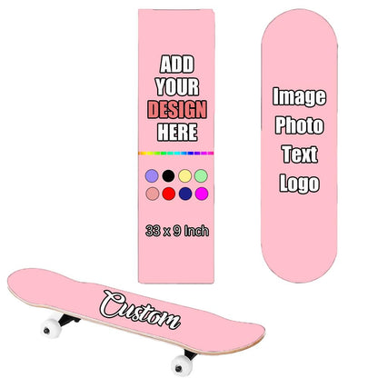 Custom Skateboard Grip Tape with Photo Logo Text, Personalized Sticker Bubble Free Waterproof Scooter Grip Tape, Longboard Griptape, Pink